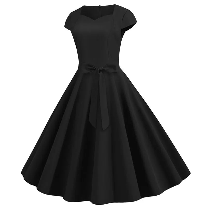 Robe Vintage Romantique Noir Blanc - Louise Vintage