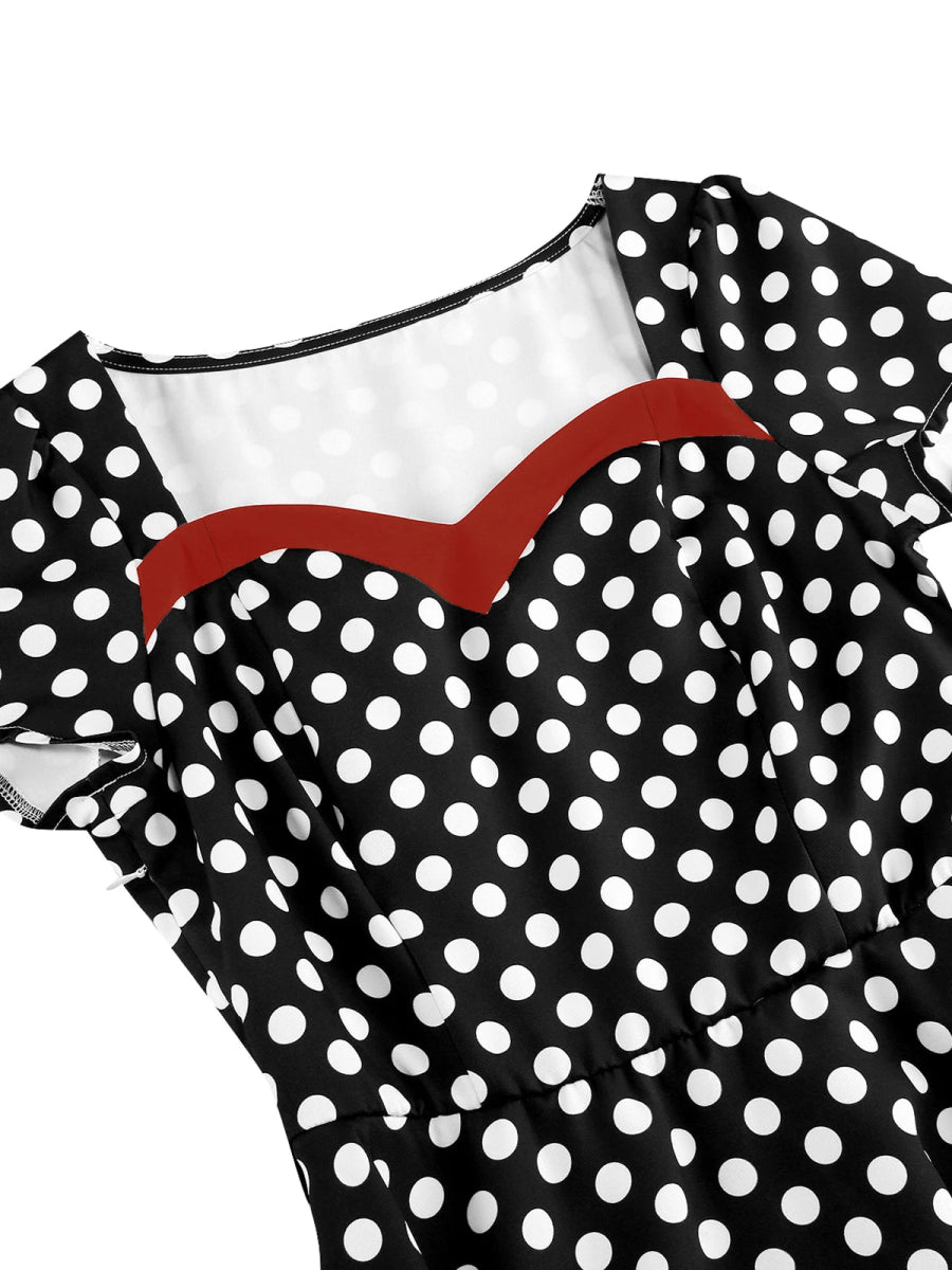 Robe Vintage Romantique Noir Rouge - Louise Vintage