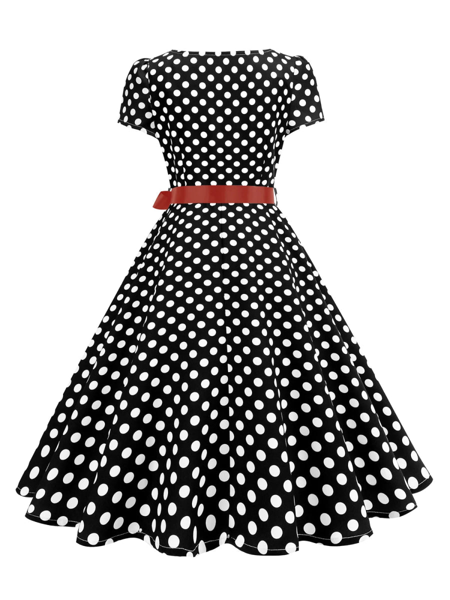 Robe Vintage Romantique Noir Rouge - Louise Vintage