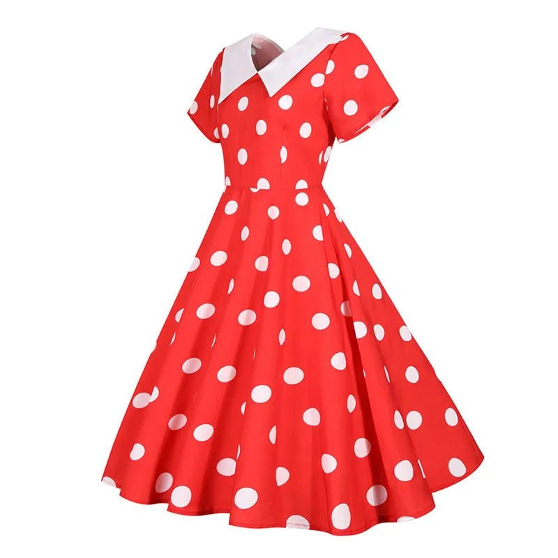 Robe Vintage Rouge Col Rabattu - Louise Vintage