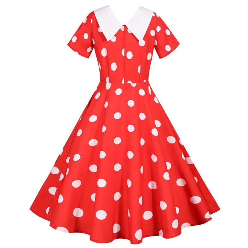 Robe Vintage Rouge Col Rabattu - Louise Vintage