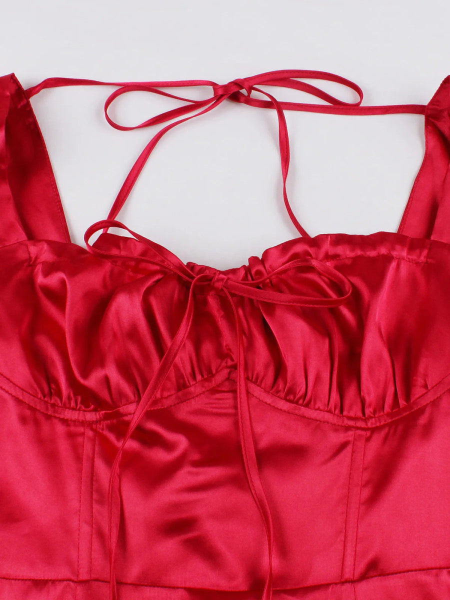 Robe vintage soirée manches longues rouge - Louise Vintage