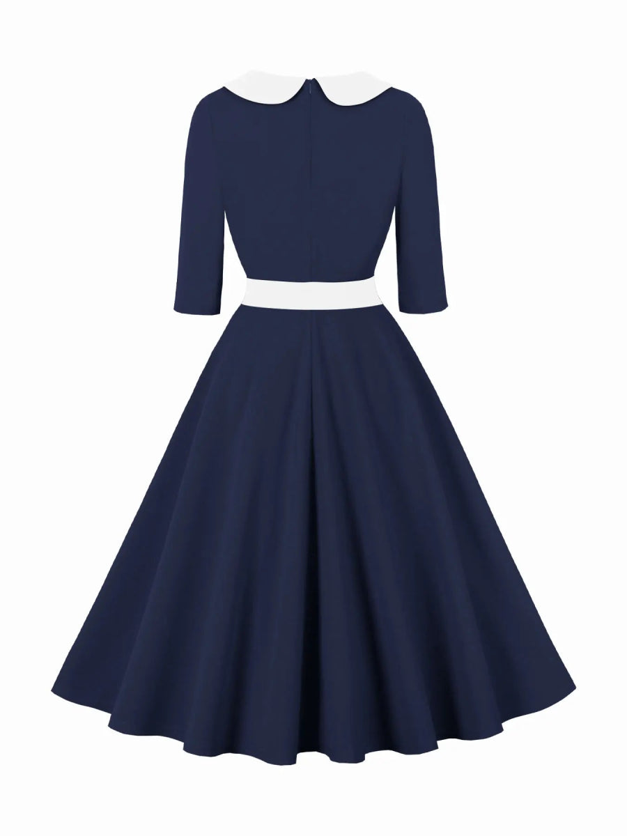 Robe Vintage Taille Haute Marine - Louise Vintage