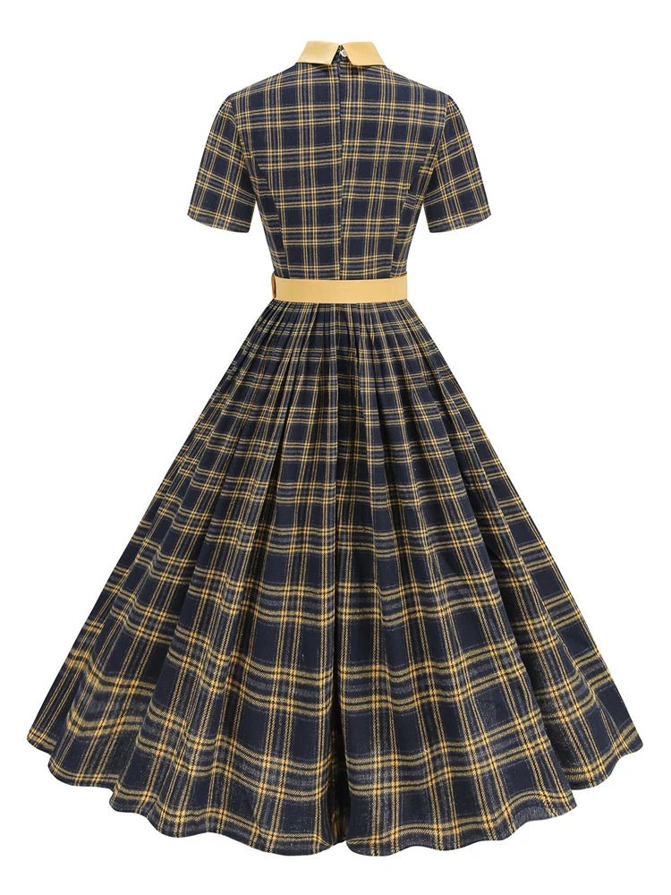 Robe Vintage Tartan Noir - Louise Vintage