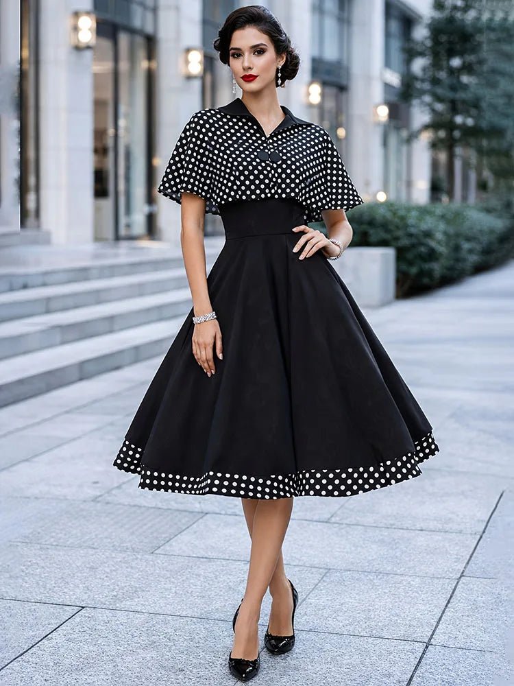 Robe Vintage Travail Noir Plaid - Louise Vintage