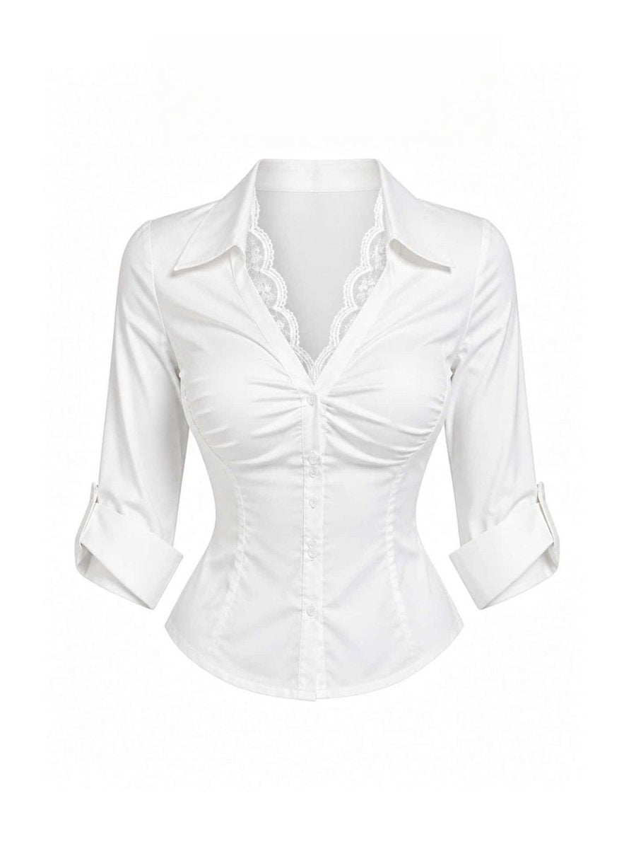 Top Vintage Blanc Col V - Louise Vintage