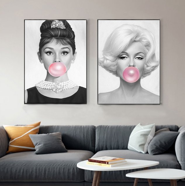 Affiche Vintage Bubble Gum Audrey Hepburn - Louise Vintage