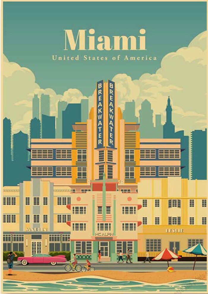 Affiche Vintage Miami - Louise Vintage
