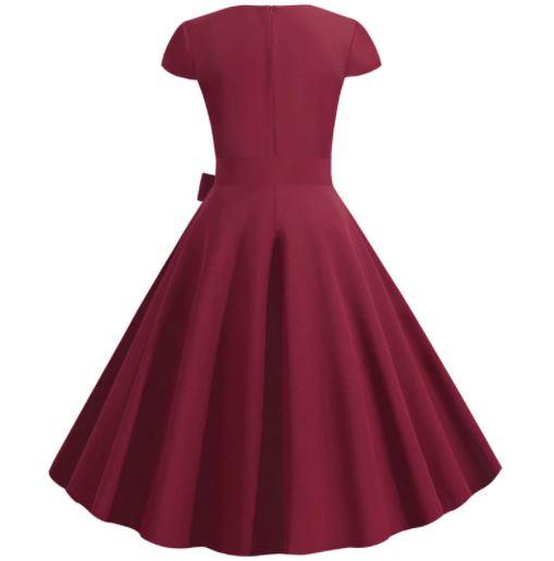 Années 50 Robe Vintage Bordeaux - Louise Vintage