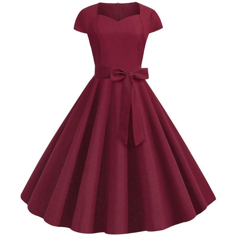 Années 50 Robe Vintage Bordeaux - Louise Vintage
