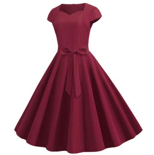 Années 50 Robe Vintage Bordeaux - Louise Vintage