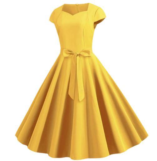 Années 50 Robe Vintage Jaune - Louise Vintage