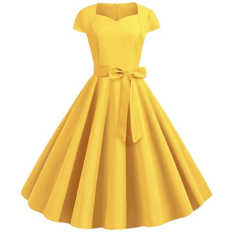 Années 50 Robe Vintage Jaune - Louise Vintage