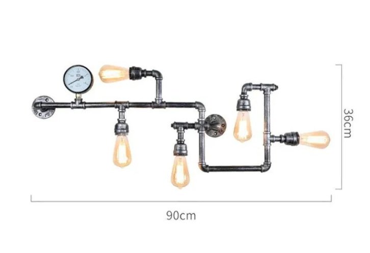 Applique Murale Industrielle Vintage 5 Ampoules - Louise Vintage