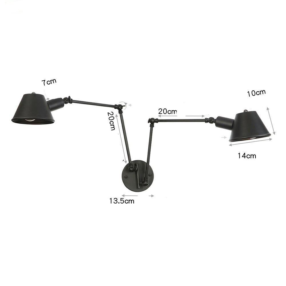 Applique Murale Salon Vintage 2 Ampoules Noire - Louise Vintage
