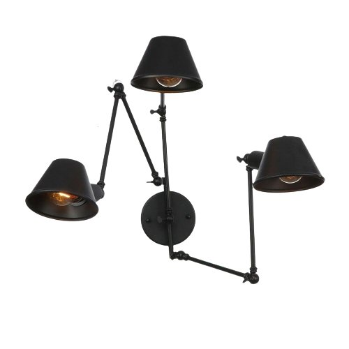 Applique Murale Salon Vintage 3 Ampoules Noire - Louise Vintage