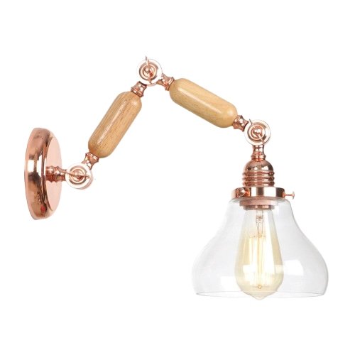 Applique Murale Vintage Bois 2 Branches Cloche - Louise Vintage