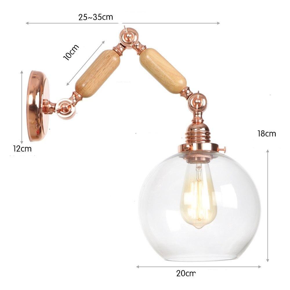 Applique Murale Vintage Bois 2 Branches Globe - Louise Vintage