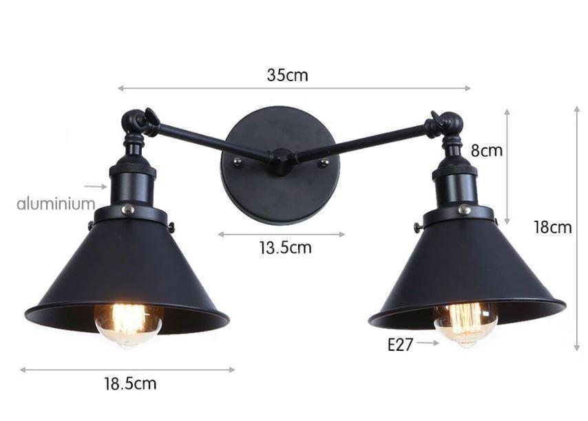 Applique Murale Vintage Double Noir - Louise Vintage