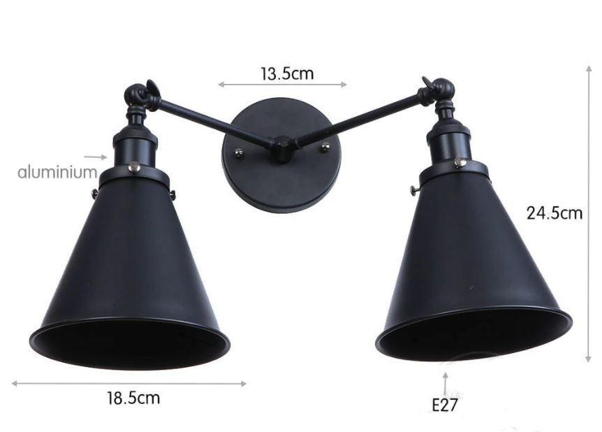 Applique Murale Vintage Double Noir Bar - Louise Vintage