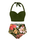 Bikini Taille Haute Vintage Vert Rétro - Louise Vintage