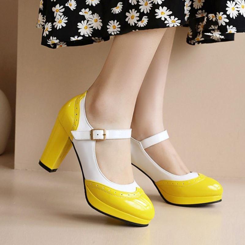 Chaussure Vintage Femme Pin Up Jaune - Louise Vintage