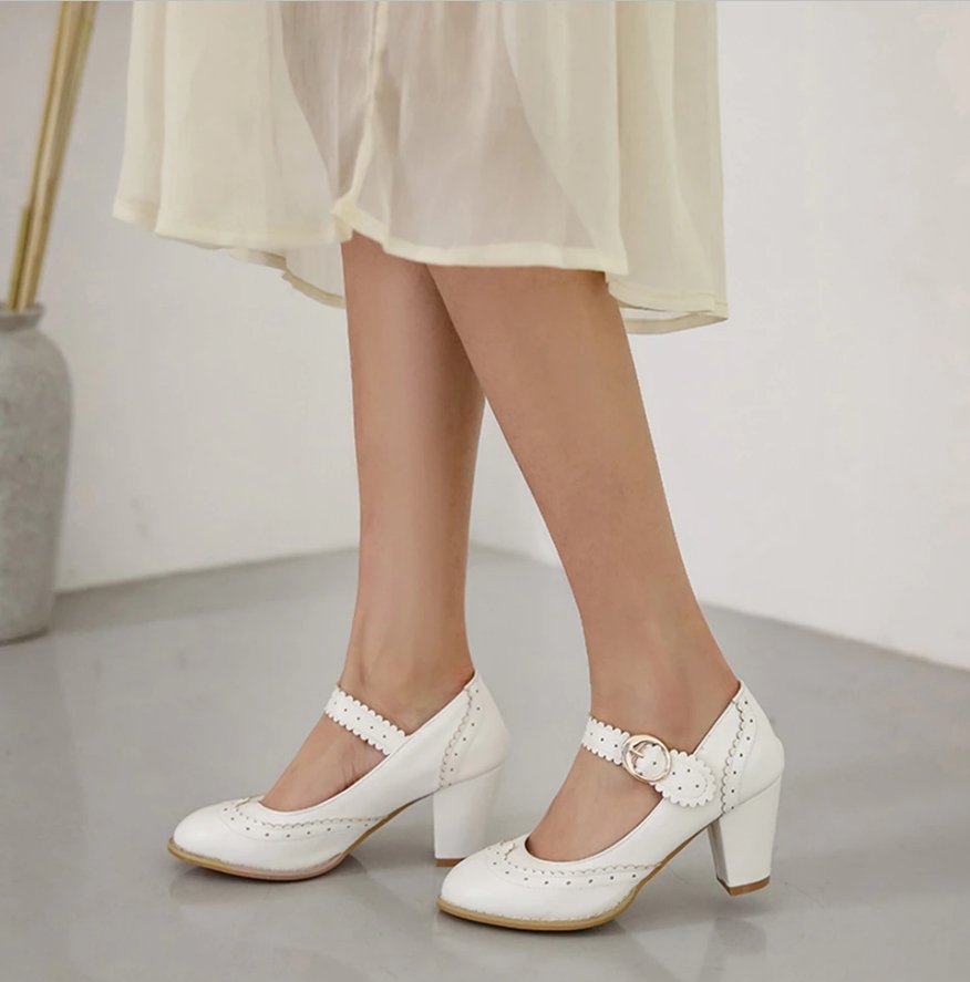 Chaussures Années 50 Rockabilly Blanches - Louise Vintage