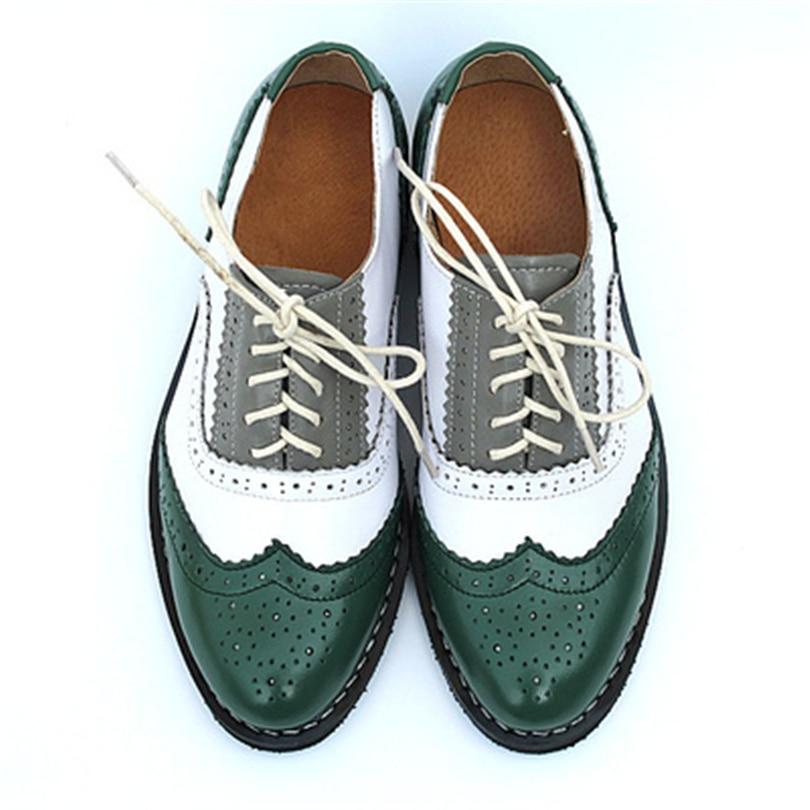 Chaussures Oxford Femme Vertes - Louise Vintage