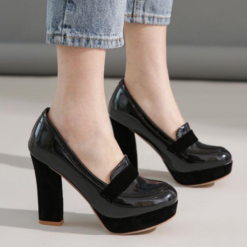 Chaussures Pin Up Couture Noir Brillant - Louise Vintage