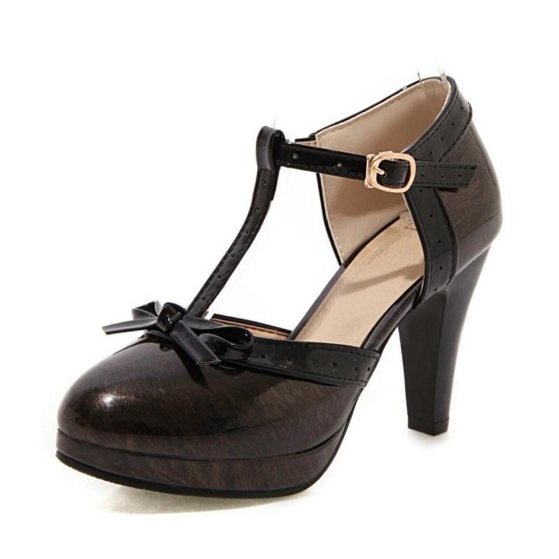 Chaussures Pin Up Marron Brillantes - Louise Vintage