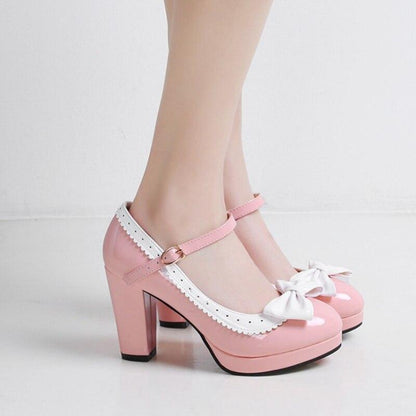 Chaussures Pin Up Noeud Rose - Louise Vintage