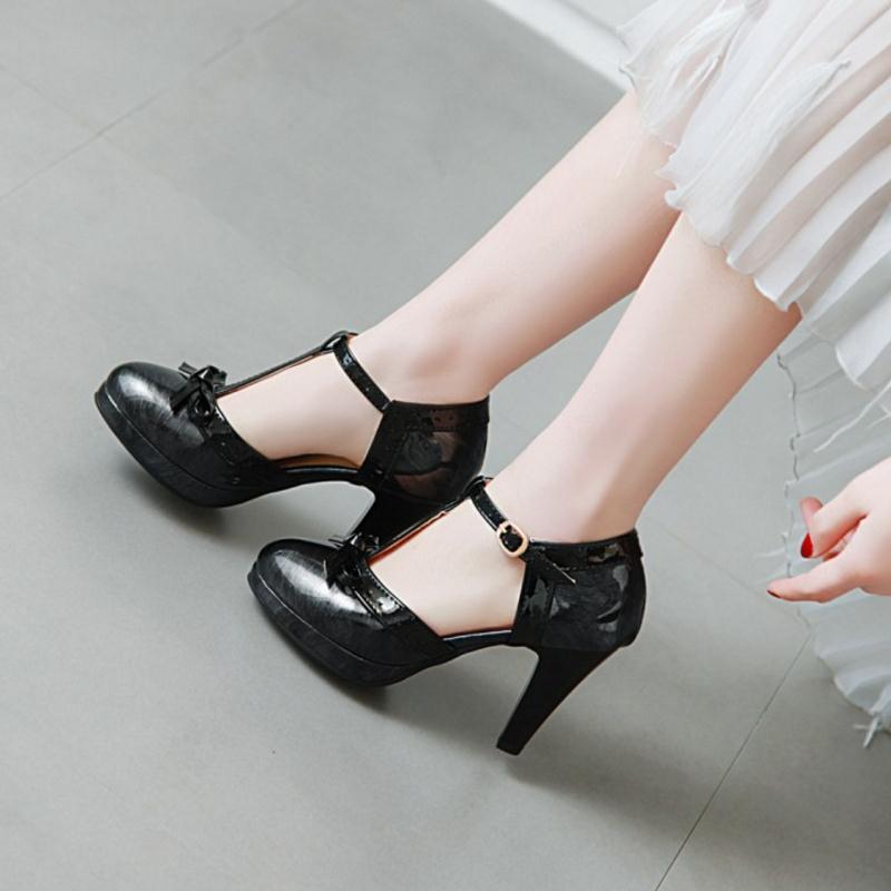 Chaussures Pin Up Noir Brillantes - Louise Vintage