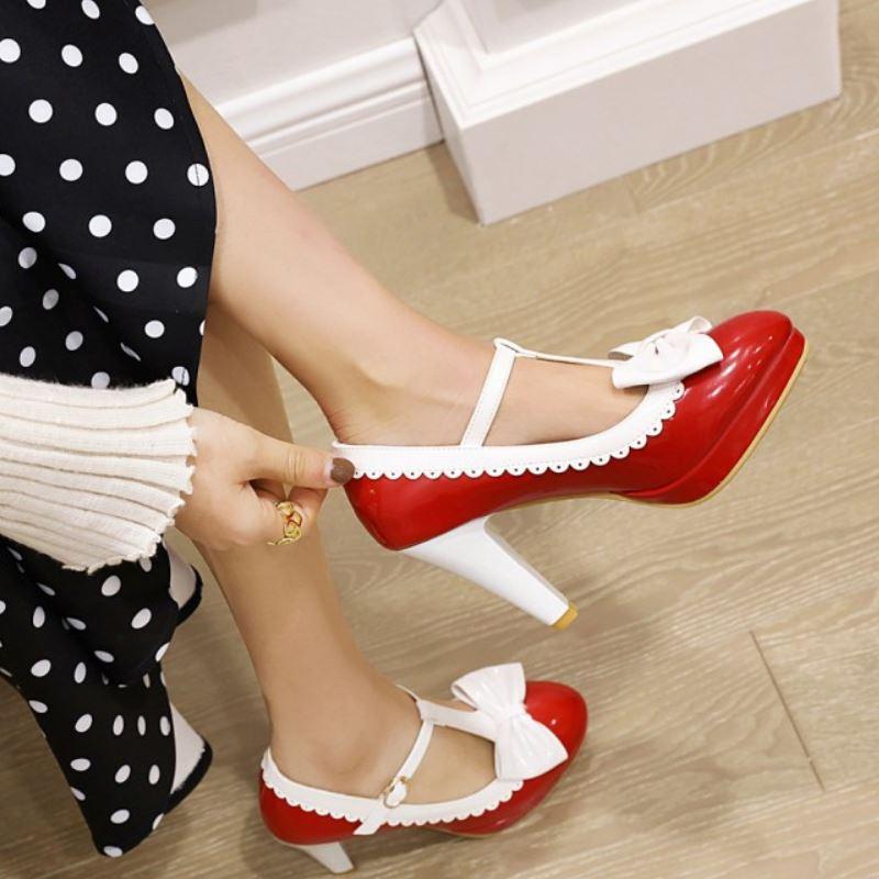 Chaussures Plateforme Vintage Rouge - Louise Vintage