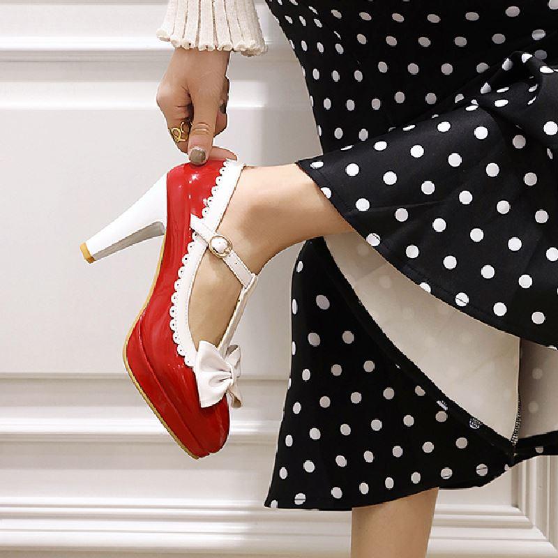 Chaussures Plateforme Vintage Rouge - Louise Vintage