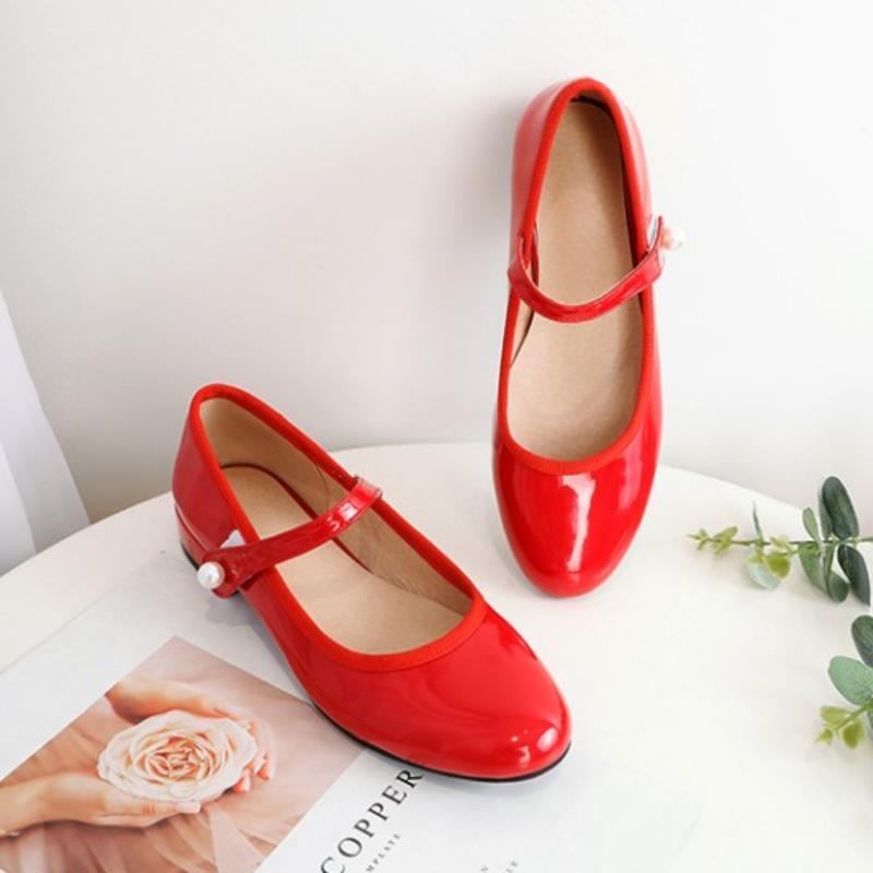 Chaussures Plates Vintage Rouge - Louise Vintage