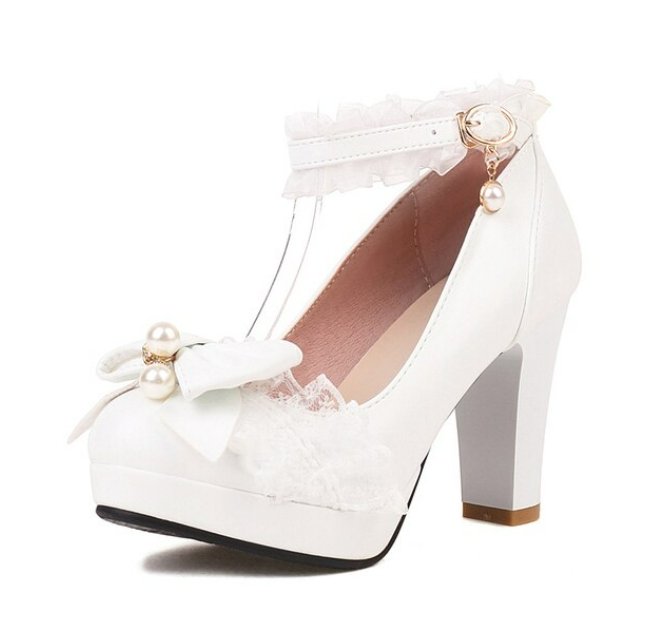 Chaussures Rétro Mariage Chic Blanc - Louise Vintage