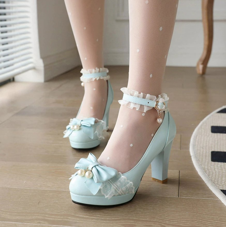 Chaussures Rétro Mariage Chic Bleu - Louise Vintage