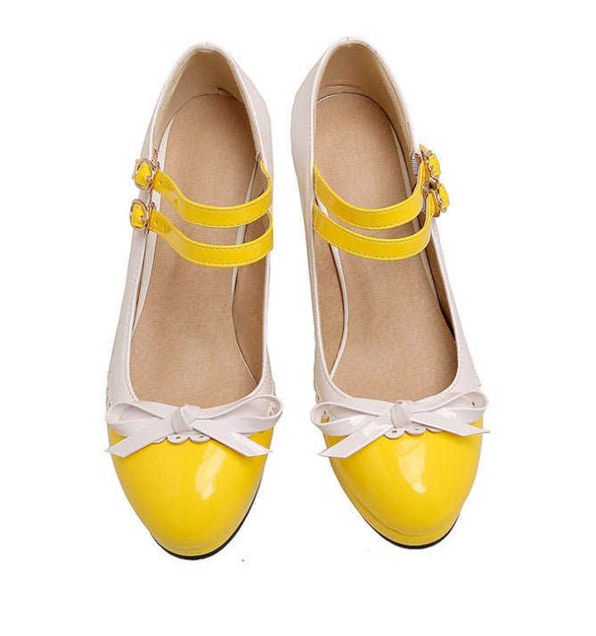 Chaussures Rétro Pin-Up Jaune Blanc - Louise Vintage