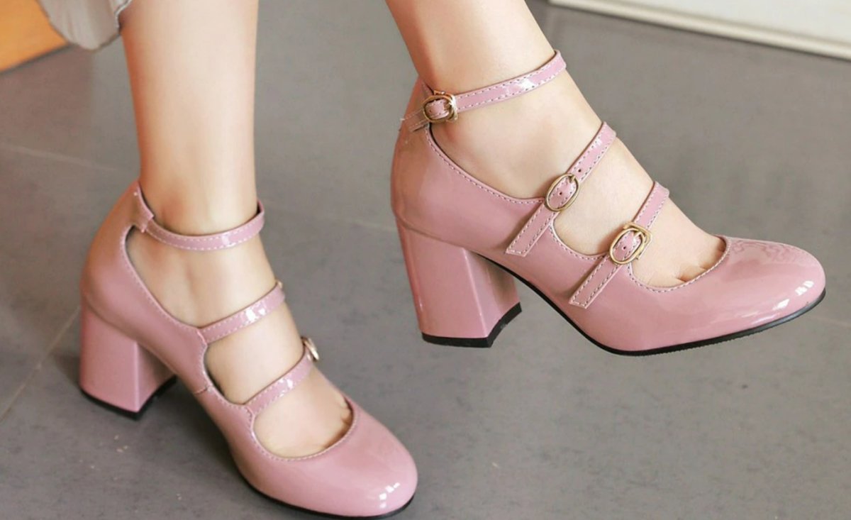 Chaussures Vintage à Brides en Cuir Rose - Louise Vintage