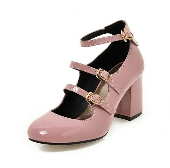 Chaussures Vintage à Brides en Cuir Rose - Louise Vintage