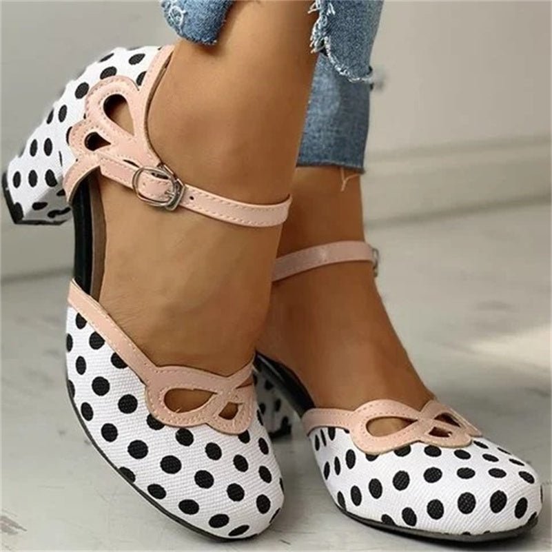 Chaussures Vintage à Pois Beige - Louise Vintage