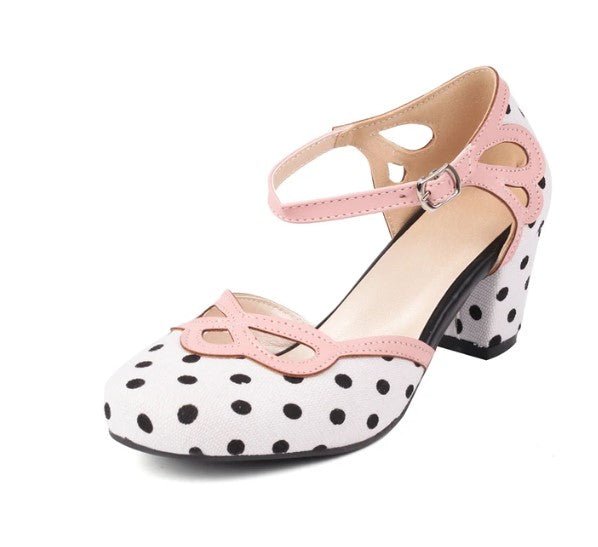 Chaussures Vintage à Pois Beige - Louise Vintage
