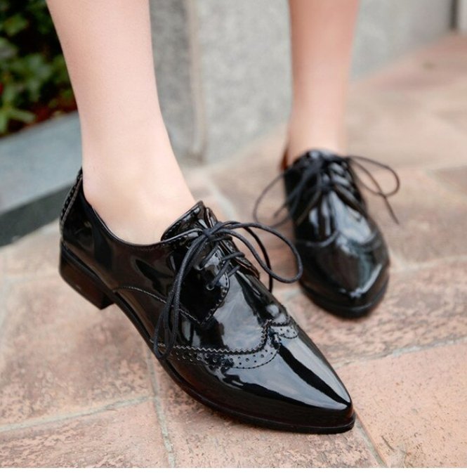 Chaussures Vintage Cuir Pointues Noires - Louise Vintage