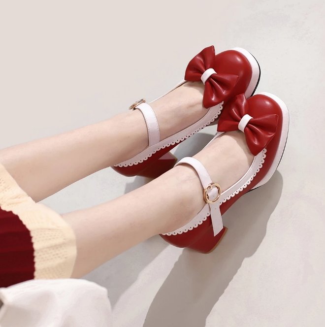 Chaussures Vintage Cuir Style Mary Jane Rouge - Louise Vintage