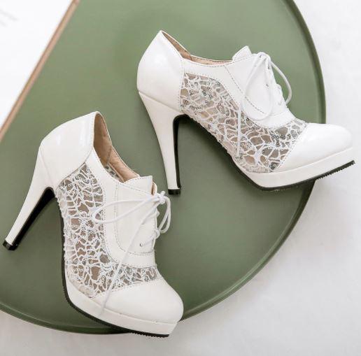 Chaussures Vintage Dentelle Blanc - Louise Vintage