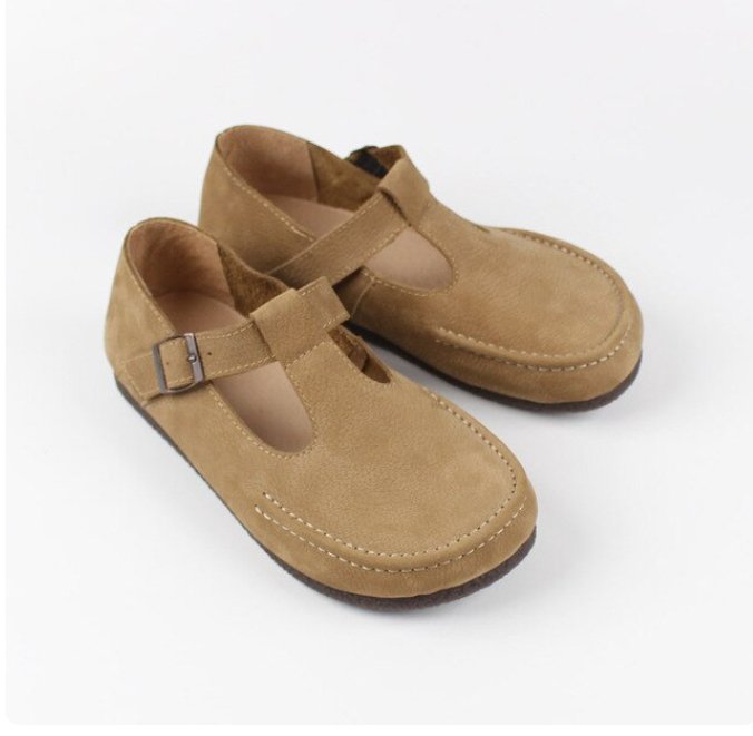 Chaussures Vintage Femme en Cuir Véritable Beige - Louise Vintage