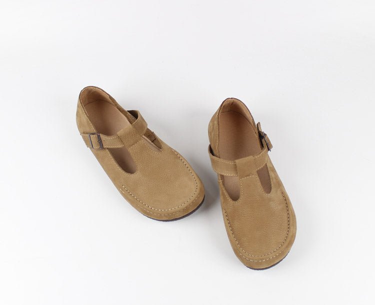 Chaussures Vintage Femme en Cuir Véritable Beige - Louise Vintage