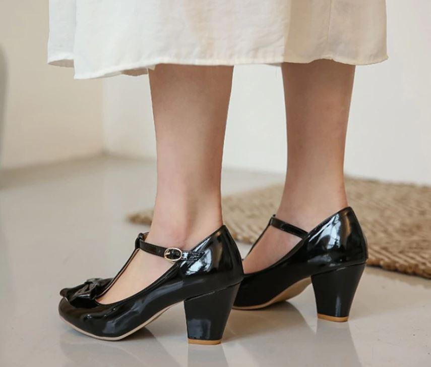 Chaussures Vintage Femme Noeud Noir - Louise Vintage