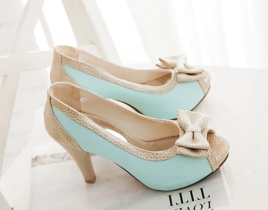 Chaussures Vintage Pas Cher Pin Up Bleu - Louise Vintage