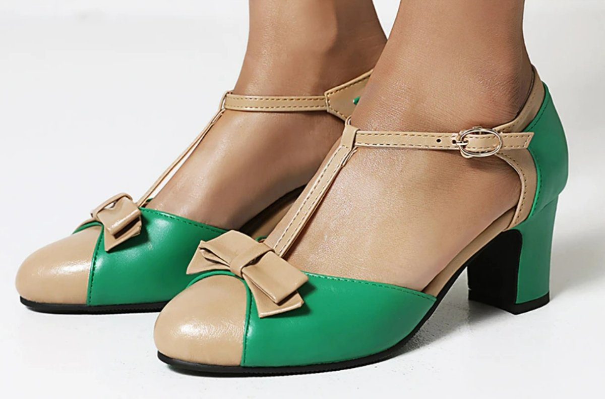 Chaussures Vintage Petit Talon Vert - Louise Vintage